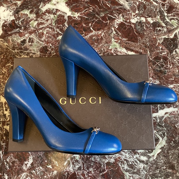 GUCCI blue leather pumps - Picture 2 of 5